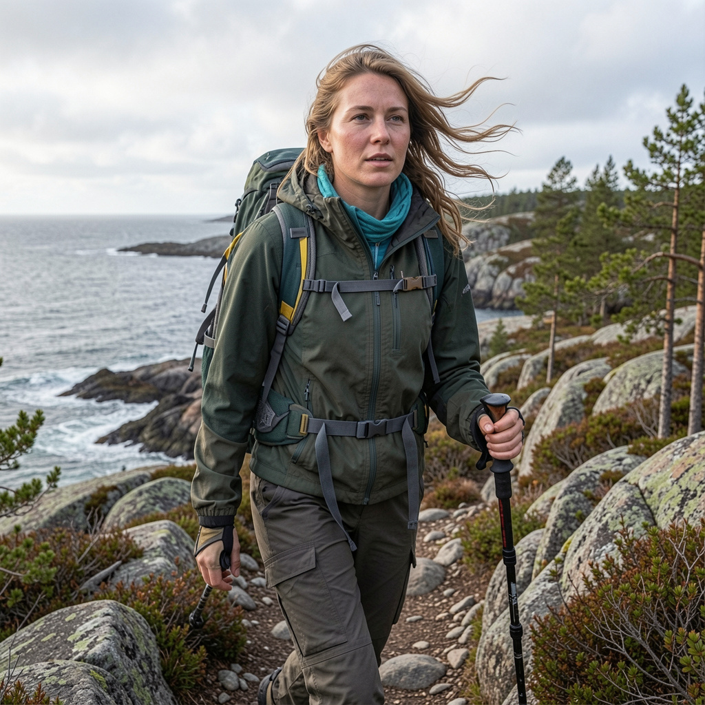 Active person hiking in Swedish nature, embodying natural vitality